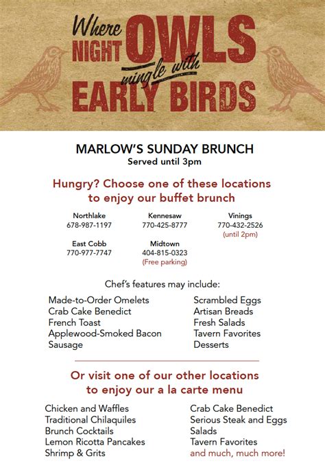 marlow's tavern|marlow's tavern brunch buffet price.